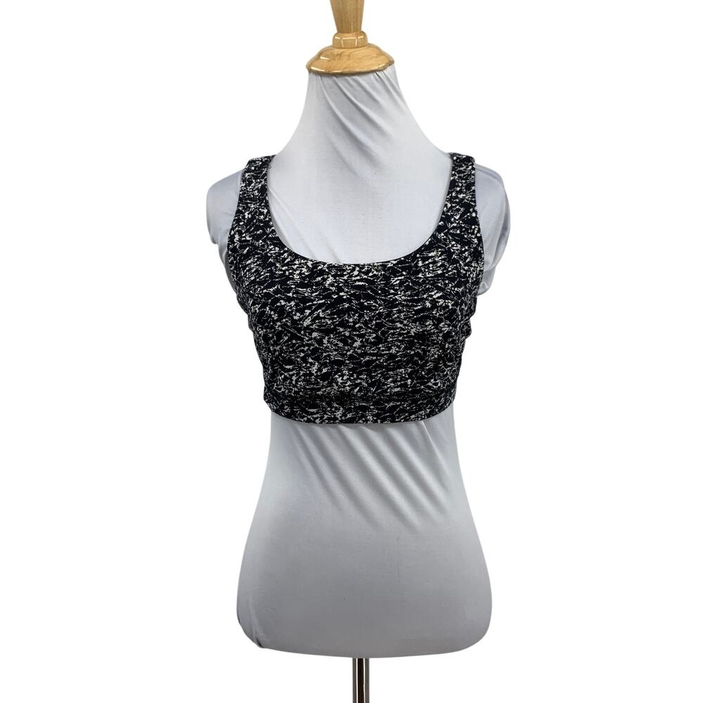 Lululemon Sports Bra Women 6 Iced Wave White Black Energy Strappy Unpadded